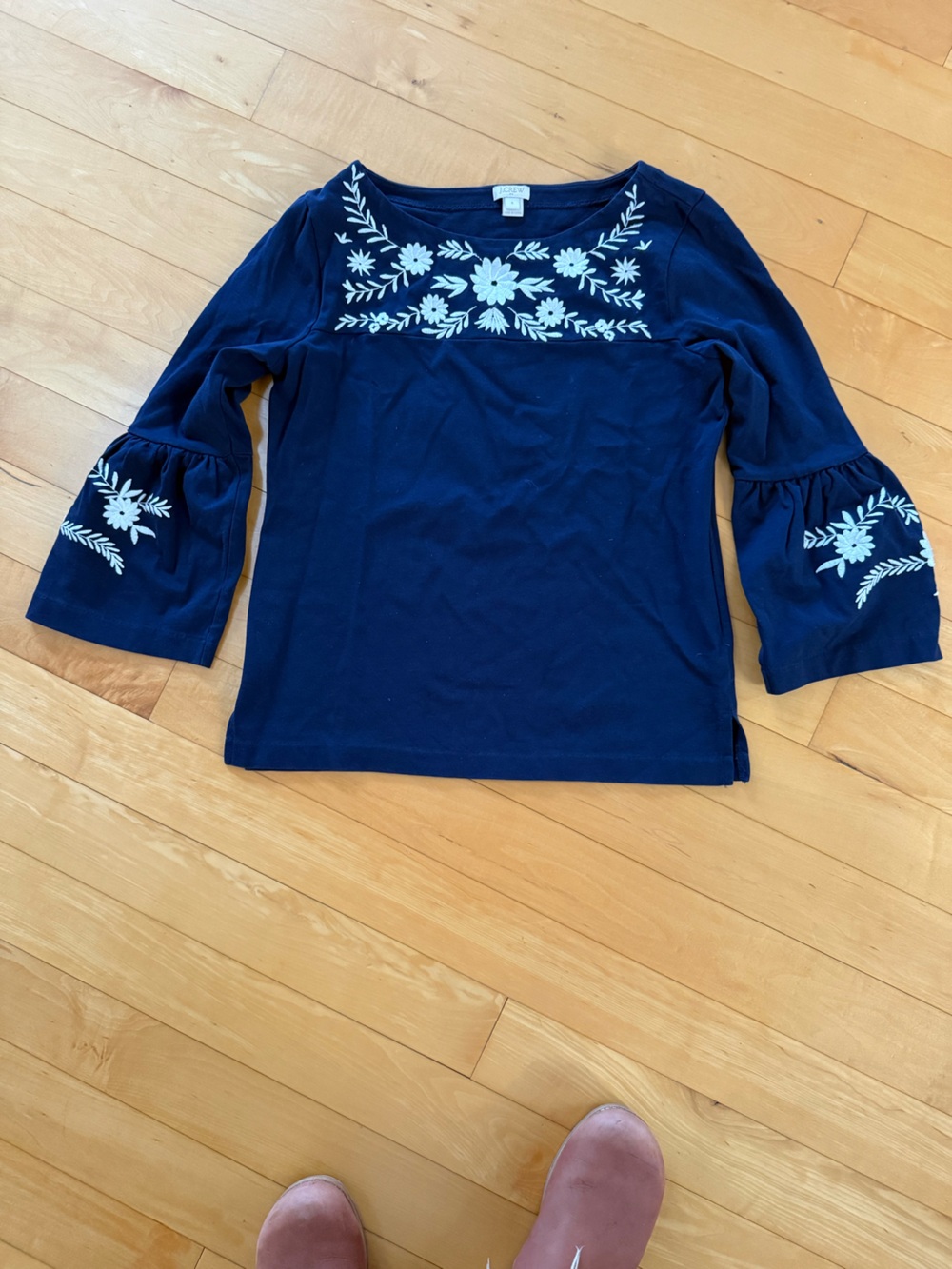 J Crew Embroidered Bell-Sleeves Top